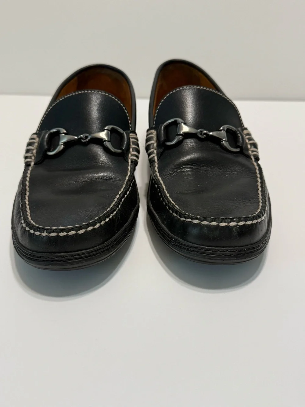 Peter Millar Black Leather Horsebit Driving Loafers Slip On Men Size 9M